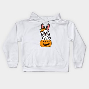 Funny Bunny is in a pumpkin Kids Hoodie